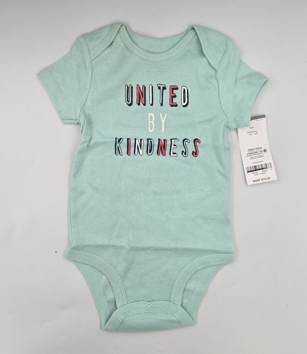 Carter's 6 Month One Piece Bodysuit United by Kindness Light Blue-Green